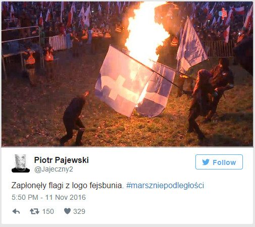 Польские националисты по случаю Дня независимости сожгли флаг Украины