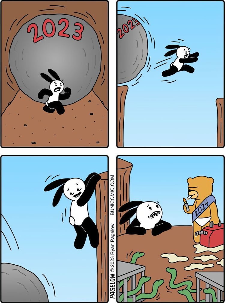 Саркастические комиксы о кролике Буни, который то и дело попадает в абсурдные ситуации