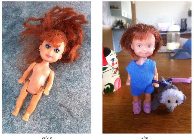 Творческая мама удаляет агрессивный макияж кукол Bratz и рисует им новые лица