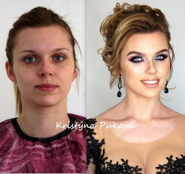 Преображение женщин после нанесения макияжа
