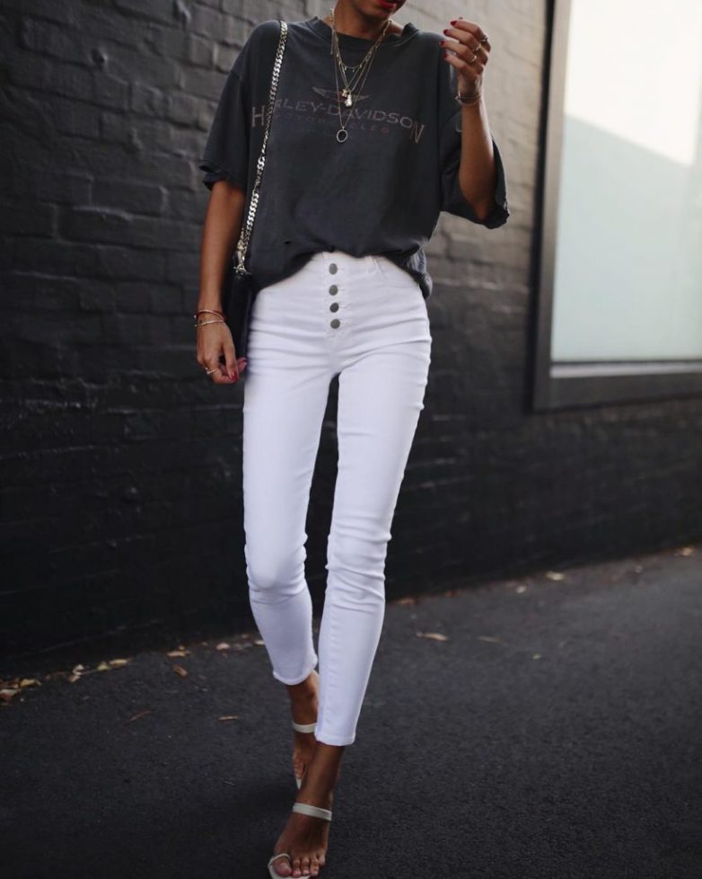 Шикарные образы с белыми джинсами