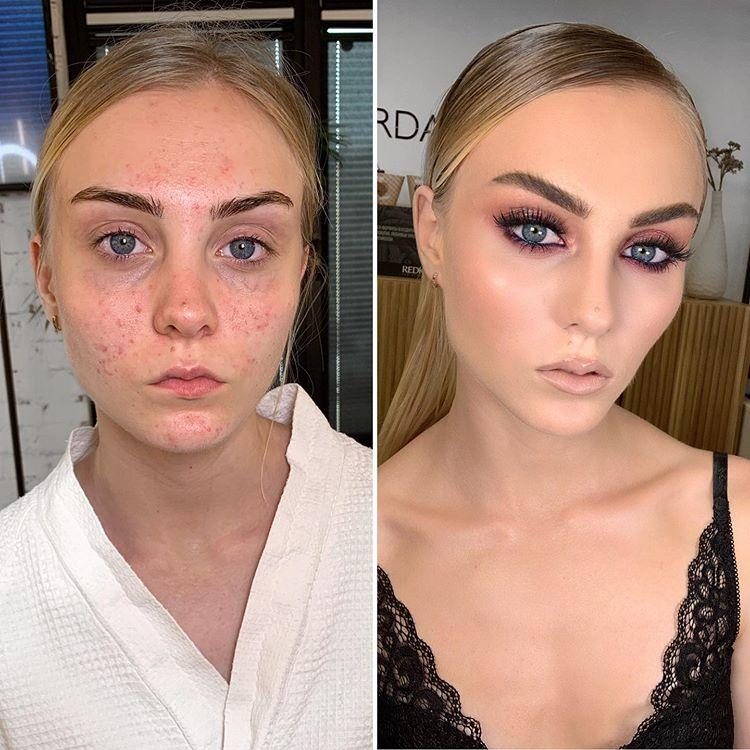 Фото женщин до и после макияжа
