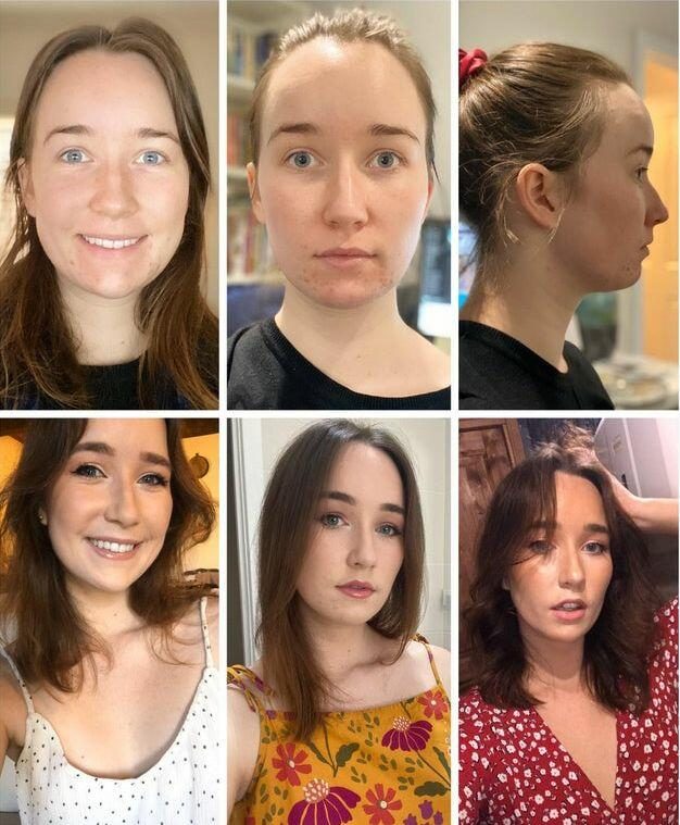 Девушки до и после естественного макияжа