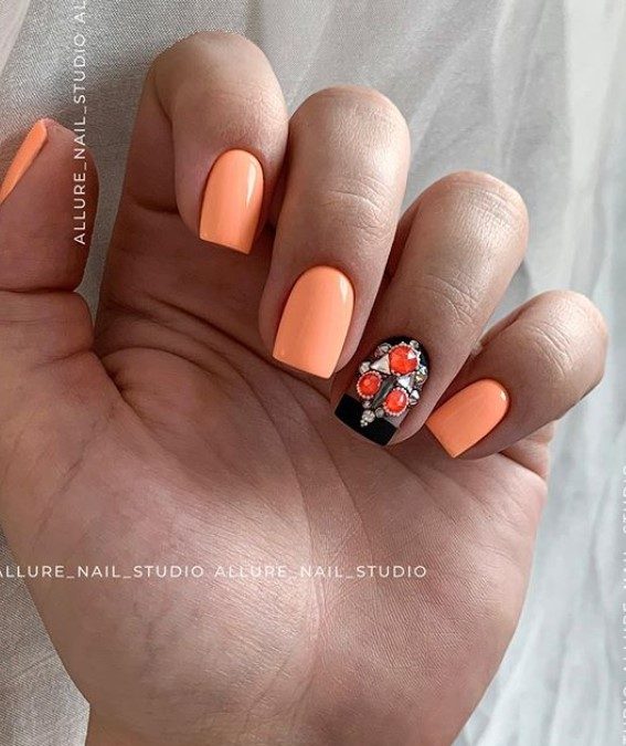 30 ярких и модных идей маникюра в оранжевом цвете для элегантных леди