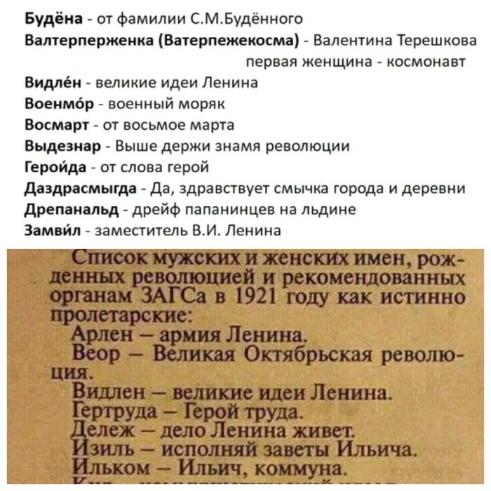 Самые странные имена, которые давали советским детям