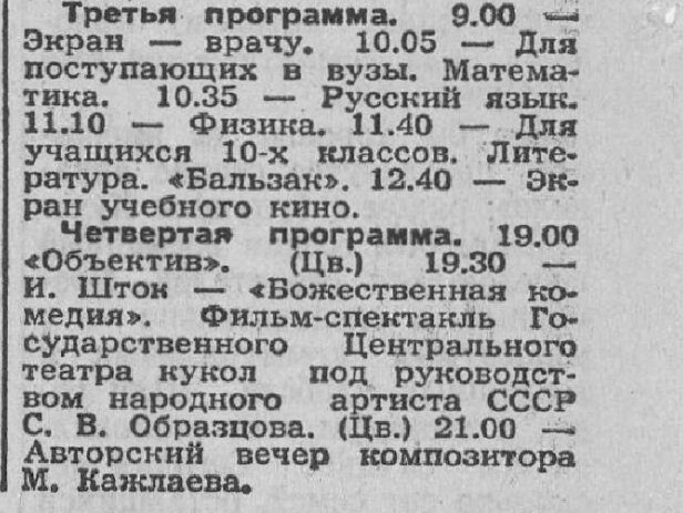 Что смотрели на советском телевидении в обычный воскресный день 1976 года