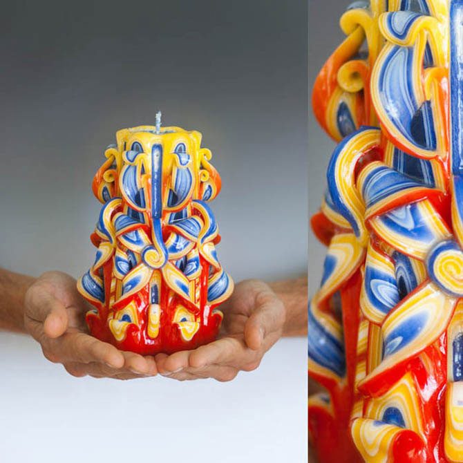 Удивительные свечи, вырезанные вручную по старинной технологии
