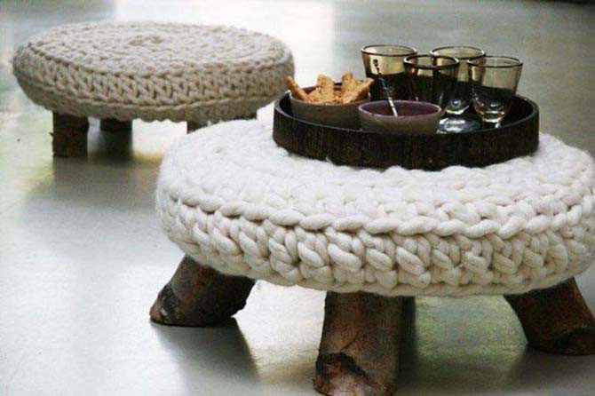 10 вязаных предметов мебели для уютной зимы