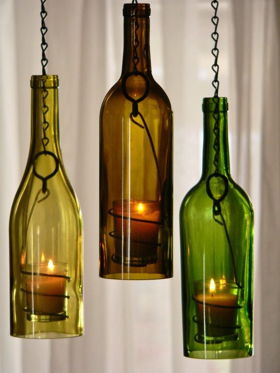 Идеи ламп из использованных бутылок