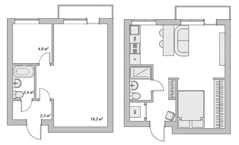 Как на 29 квадратных метрах сделать двухкомнатную квартиру