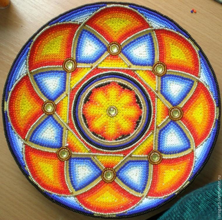 Декоративная тарелка в технике инкрустации бисером