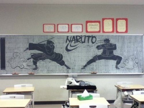 Потрясающие рисунки на учебной доске от японского преподавателя