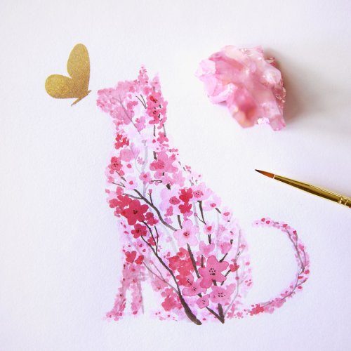 Рисунки животных из цветущей вишни от Кэлвина