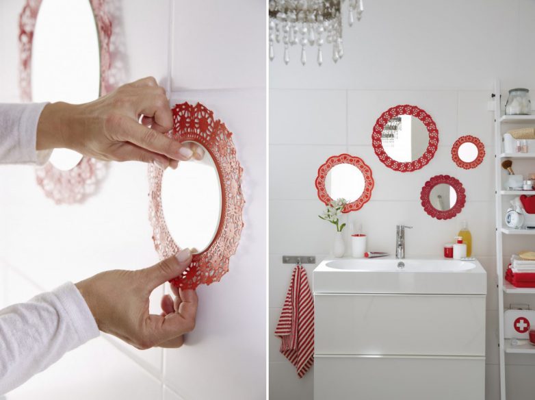 Декоративный коллаж из зеркал для ванной