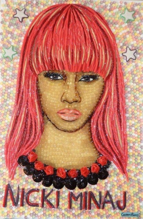 Портреты знаменитостей, созданные из тысяч конфет и сладостей