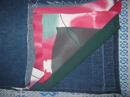 Сумка из джинсовой ткани в технике „Синель“