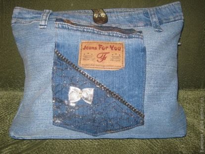 Косметичка-органайзер из старой джинсовой юбки