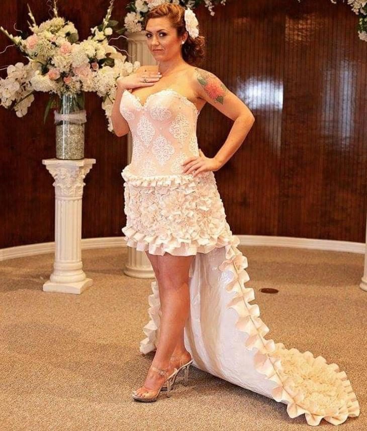 Свадебное платье из варёной туалетной бумаги
