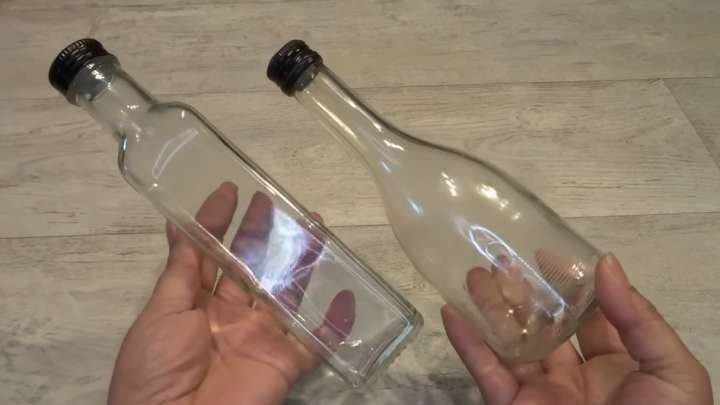 Украшаем стеклянные бутылки цементом