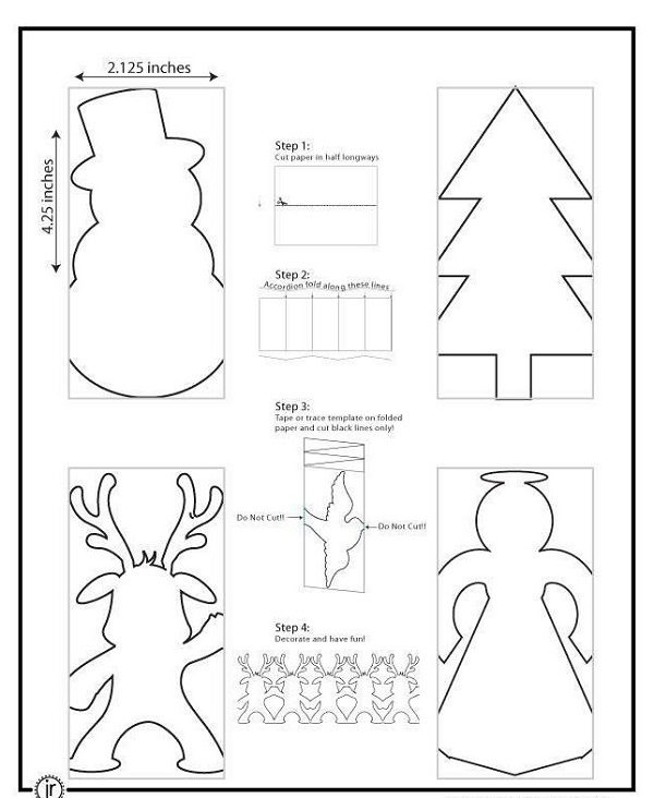 7 схем для вырезания новогодних гирлянд из бумаги