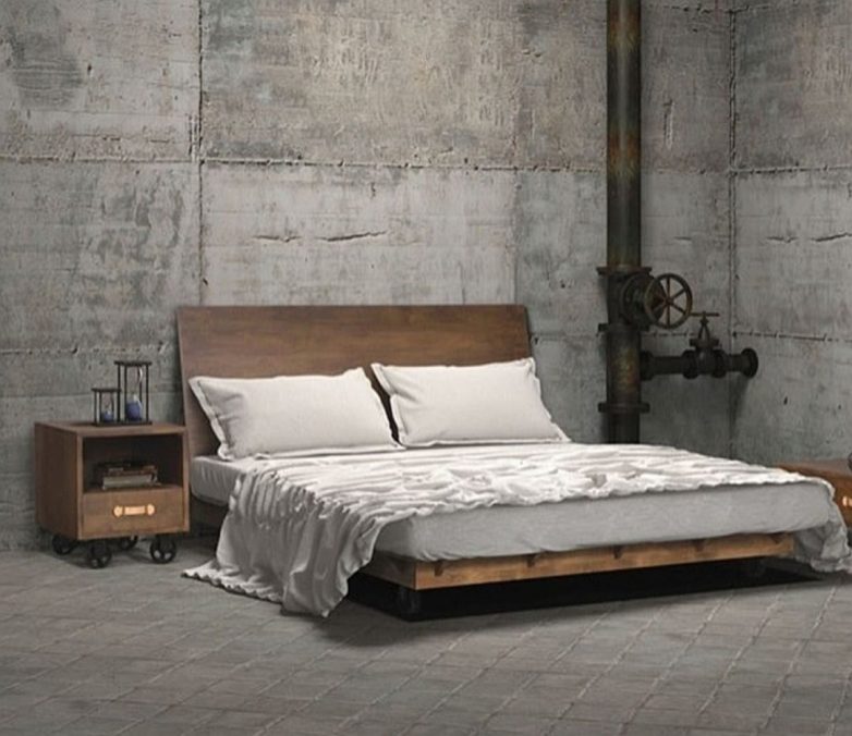 Идеи бетонных стен для спальни