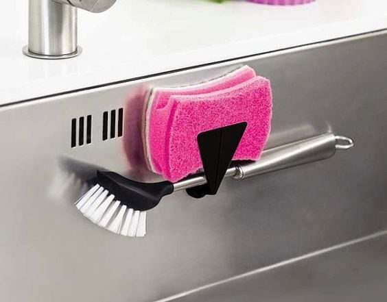 Идеи для хранения губок и принадлежностей для мытья посуды