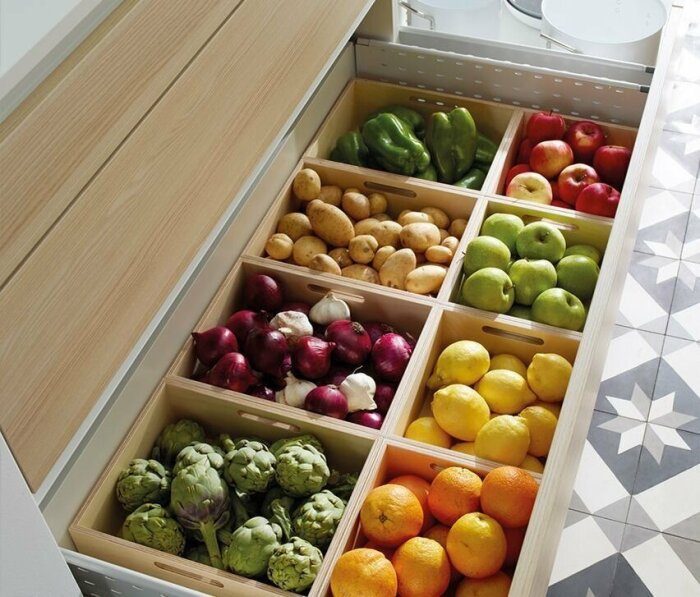 Как и куда складывать овощи и фрукты на кухне для лучшей сохранности и красоты