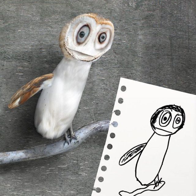 Детские рисунки животных, превращённые в реалистичных персонажей