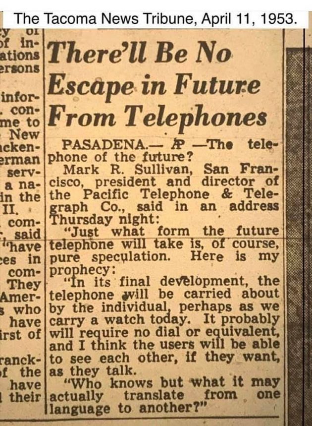 Назад в будущее: в газете 1953 года дано удивительно точно описание смартфона