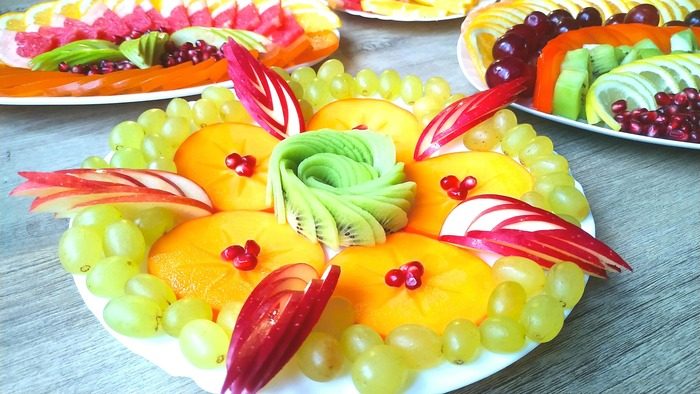 Красивая фруктовая нарезка на Новогодний стол! Три фруктовые тарелки