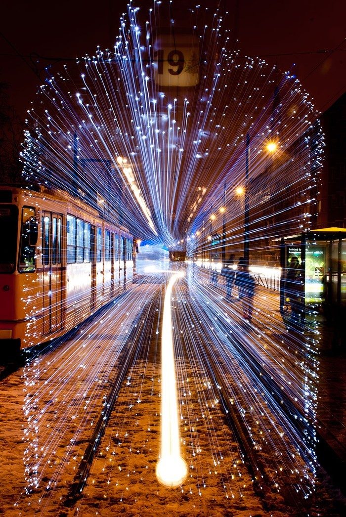 Фотопроект: светящиеся трамваи Будапешта