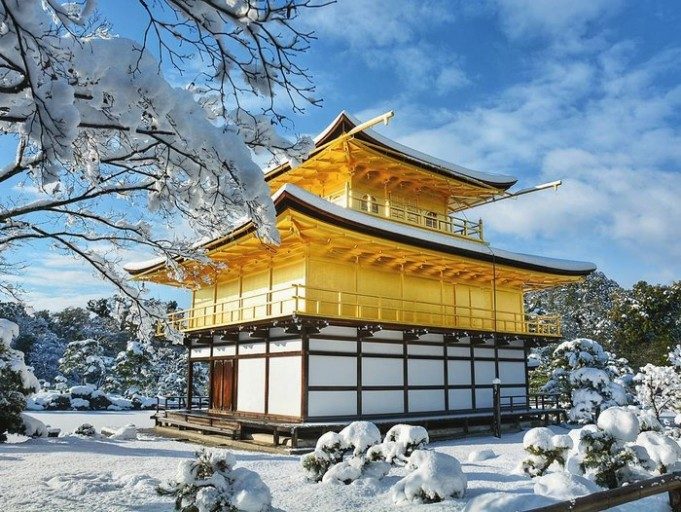 Сказочный город чудес Киото в снегу