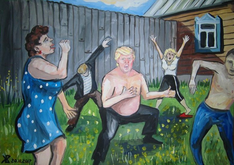 Забавные иллюстрации, показывающие, как сложилась бы жизнь Дональда Трампа в русской глубинке