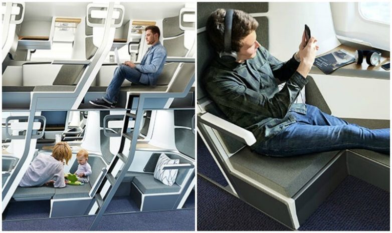 Летающая плацкарта? Дизайнеры придумали двухэтажные кресла для самолётов