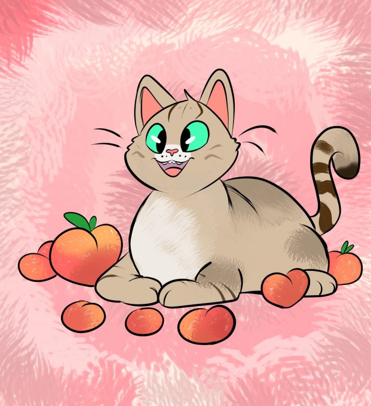 Кот, который очень любит персики